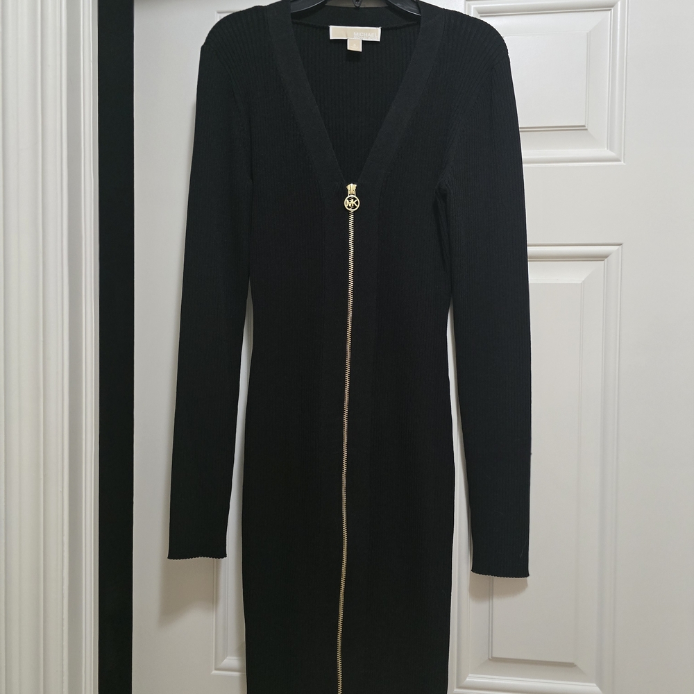 Michael Kors Black Long Sleeve Dress with Gold Zipper